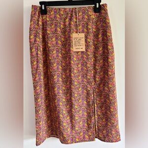 Toad&Co Sunkissed Midi Skirt in Sea Blue Clustered Print Medium M NWT RARE